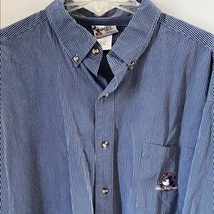 Disney Men's navy blue and light blue Striped Button-Down Shirt